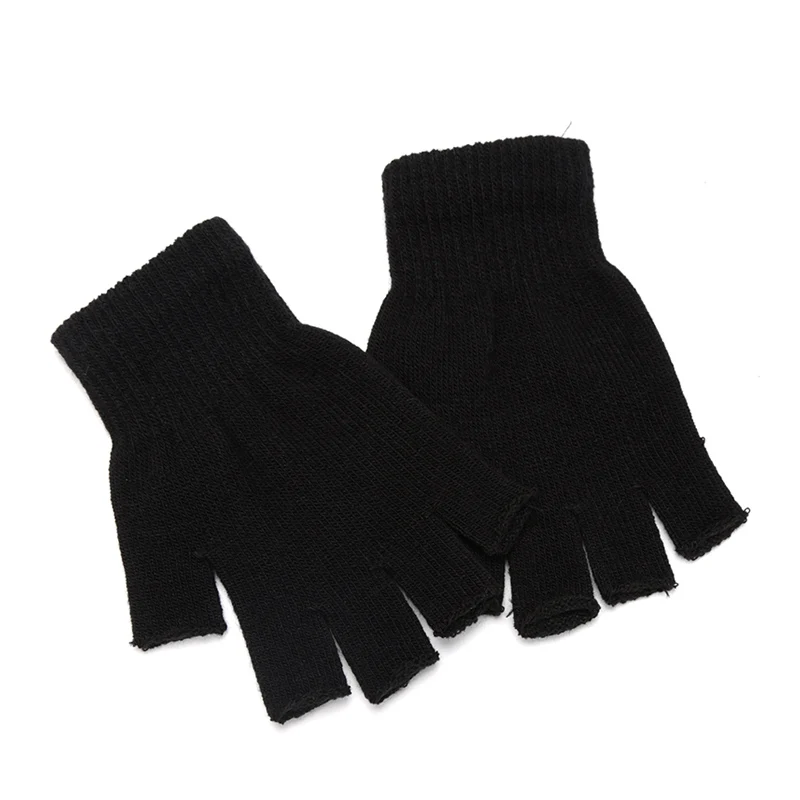 Street Fashion Gloves - Czarne rękawiczki bez palców unisex, dzianinowe
