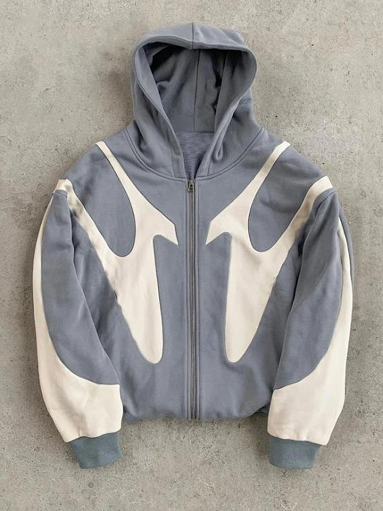 Street Fashion Zip Up Hoodie - Amerykańskie bluzy z kapturem w stylu