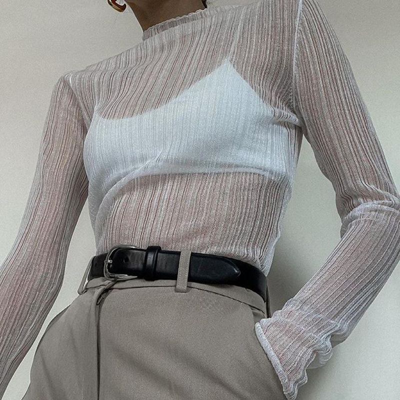 Street Fashion Ladies - Jesień elegancka przepuszczalność z długim rękawem