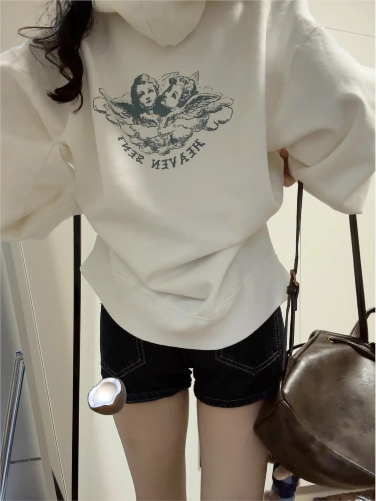 Street Fashion Zip Up Hoodie - Białe bluzy z kapturem na zamek