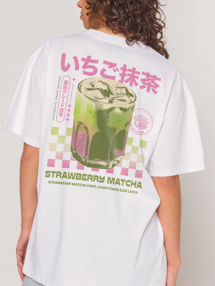 Street Fashion Magazine - Koszulka z nadrukiem Matcha na plecach,