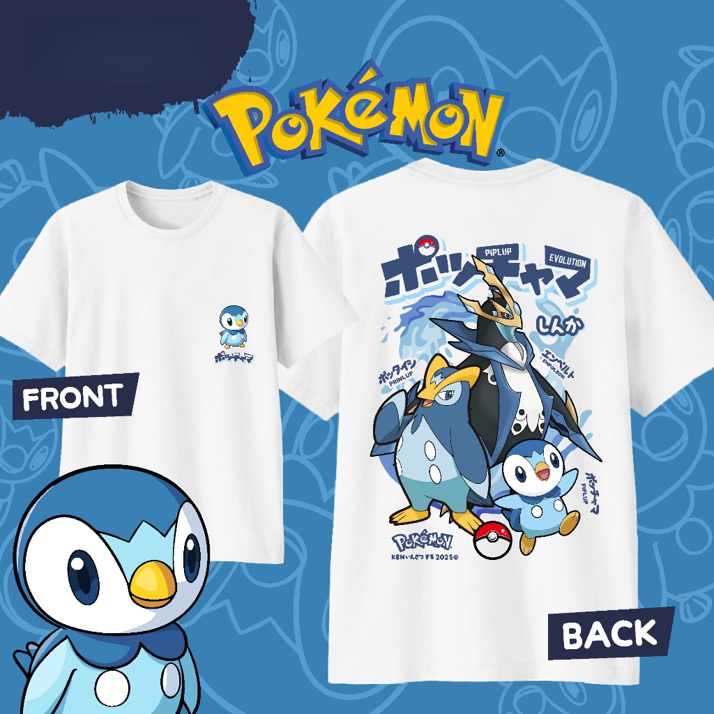 Street Fashion Anime - Anime Pokémon Piplup Evolution Nadrukowana bawełniana