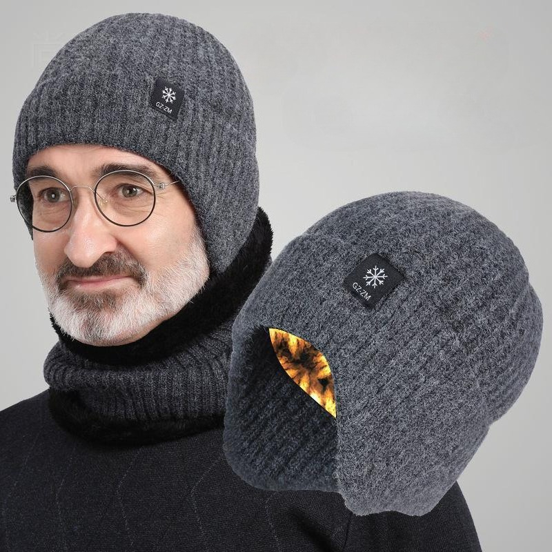 Street Fashion Gloves - Męska zimowa czapka dziergana z pluszowym