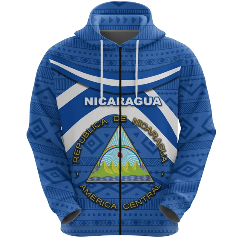 Vintage NI Nikaragua Flaga Str – Street Fashion Zip Up Hoodie recenzja i cena
