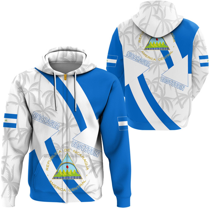 Vintage NI Nikaragua Flaga Str – Street Fashion Zip Up Hoodie recenzja i cena