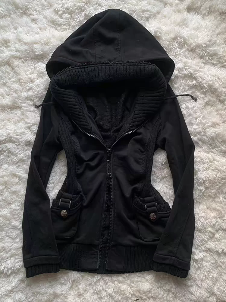 Czarna modna bluza damska z ka – Street Fashion Zip Up Hoodie recenzja i cena