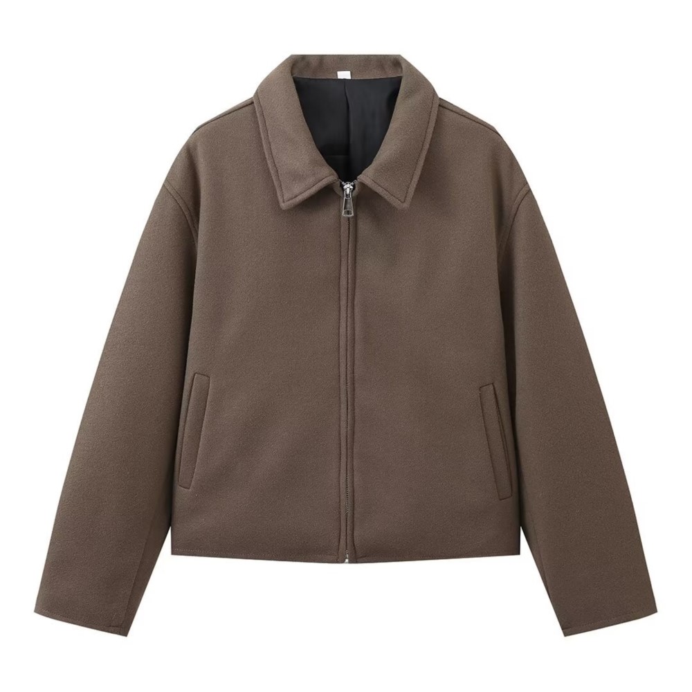 Vintage Solid Brown Turndown C – Street Fashion Shanghai recenzja i cena